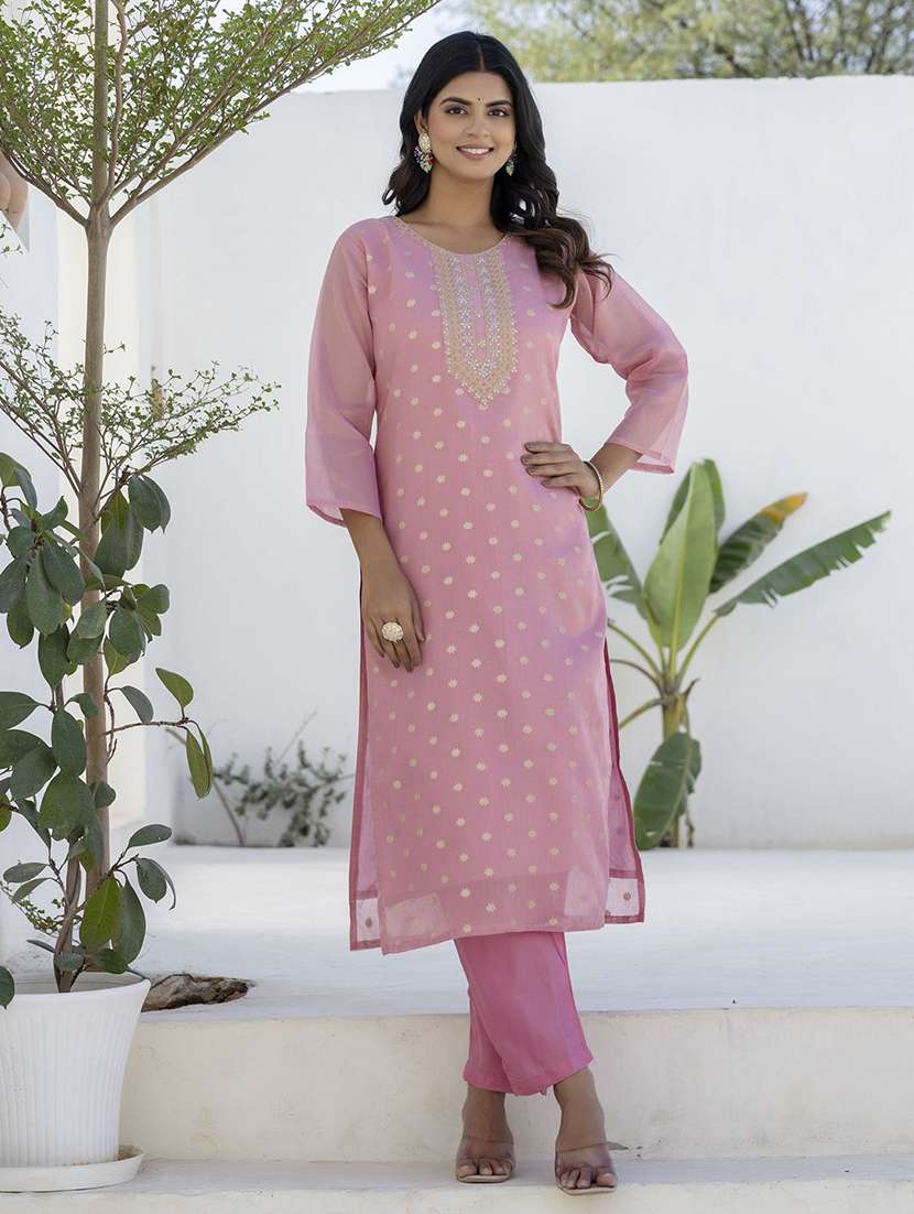 women self design three quarter sleeve kurta pant with dupatta set - 22322305 -  Standard Image - 1
