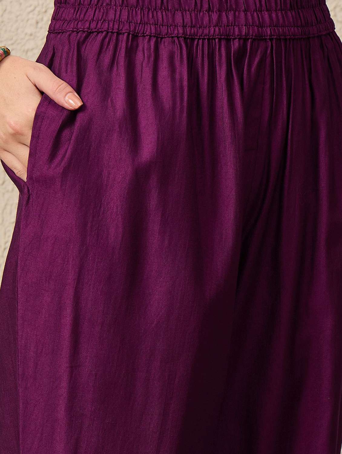 women solid with work round neck kurta pant with dupatta set  - 22322311 -  Standard Image - 4