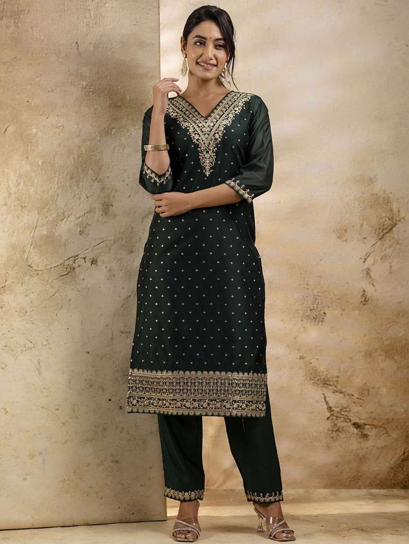 women self design three quarter sleeve kurta pant with dupatta set - 22322342 -  Standard Image - 1