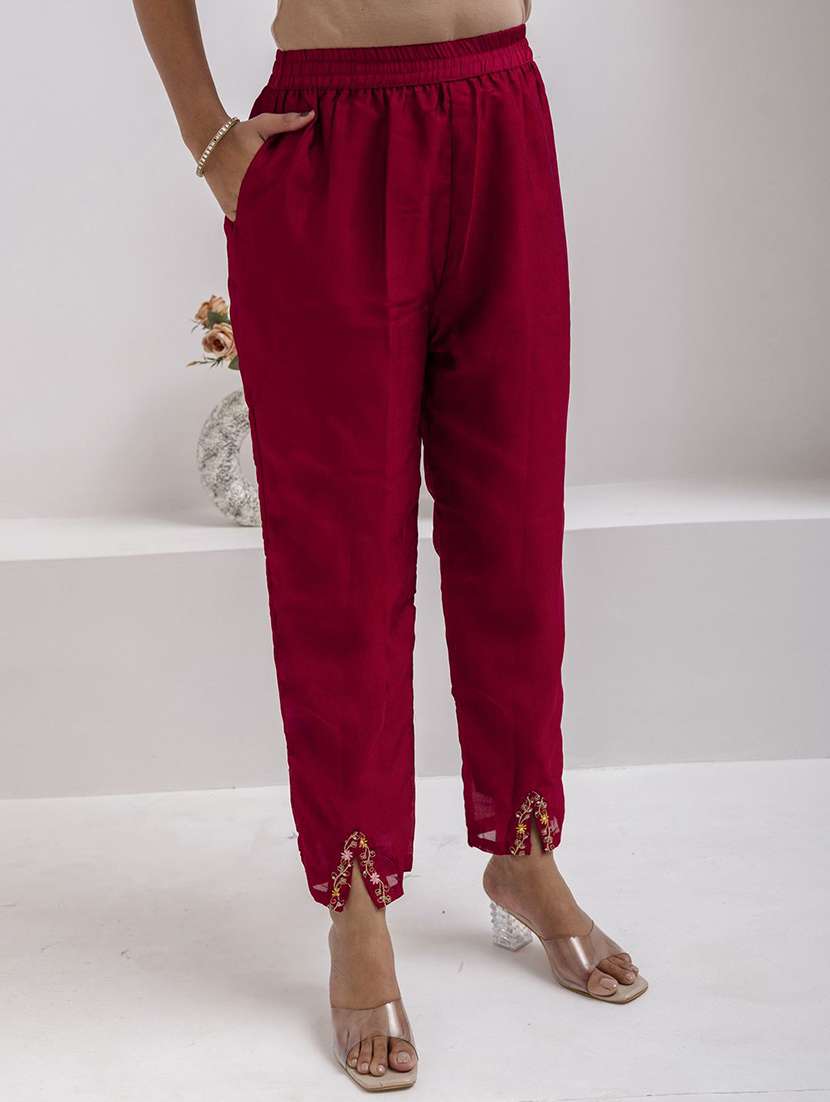 women solid with work three quarter sleeve kurta pant with dupatta set - 22322348 -  Standard Image - 4