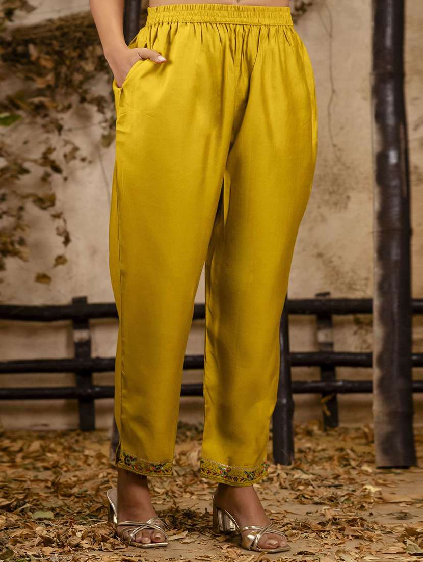 Women Solid With Work Three Quarter Sleeve Kurta Pant With Dupatta Set - 22322354 -  Standard Image - 4