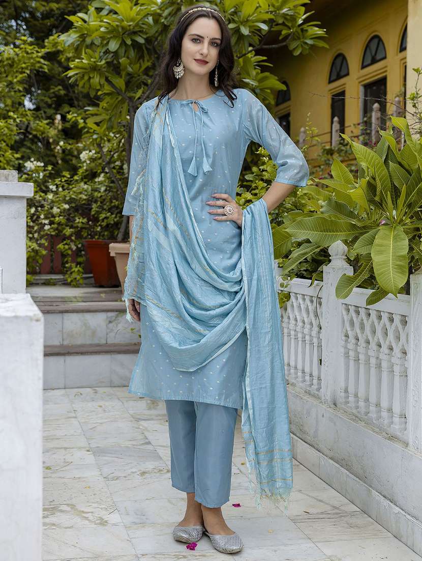 women self design three quarter sleeve kurta pant with dupatta set - 22322365 -  Standard Image - 1