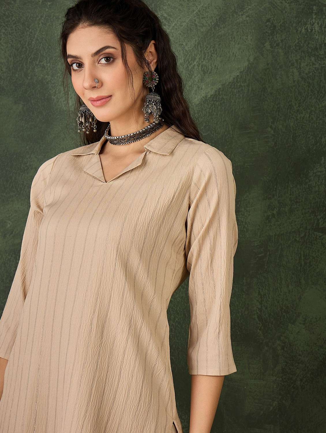 women self design three quarter sleeve kurta pant set - 22322378 -  Standard Image - 1