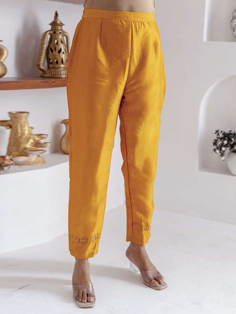 Women Solid With Work Three Quarter Sleeve Kurta Pant With Dupatta Set - 22322380 -  Standard Image - 4