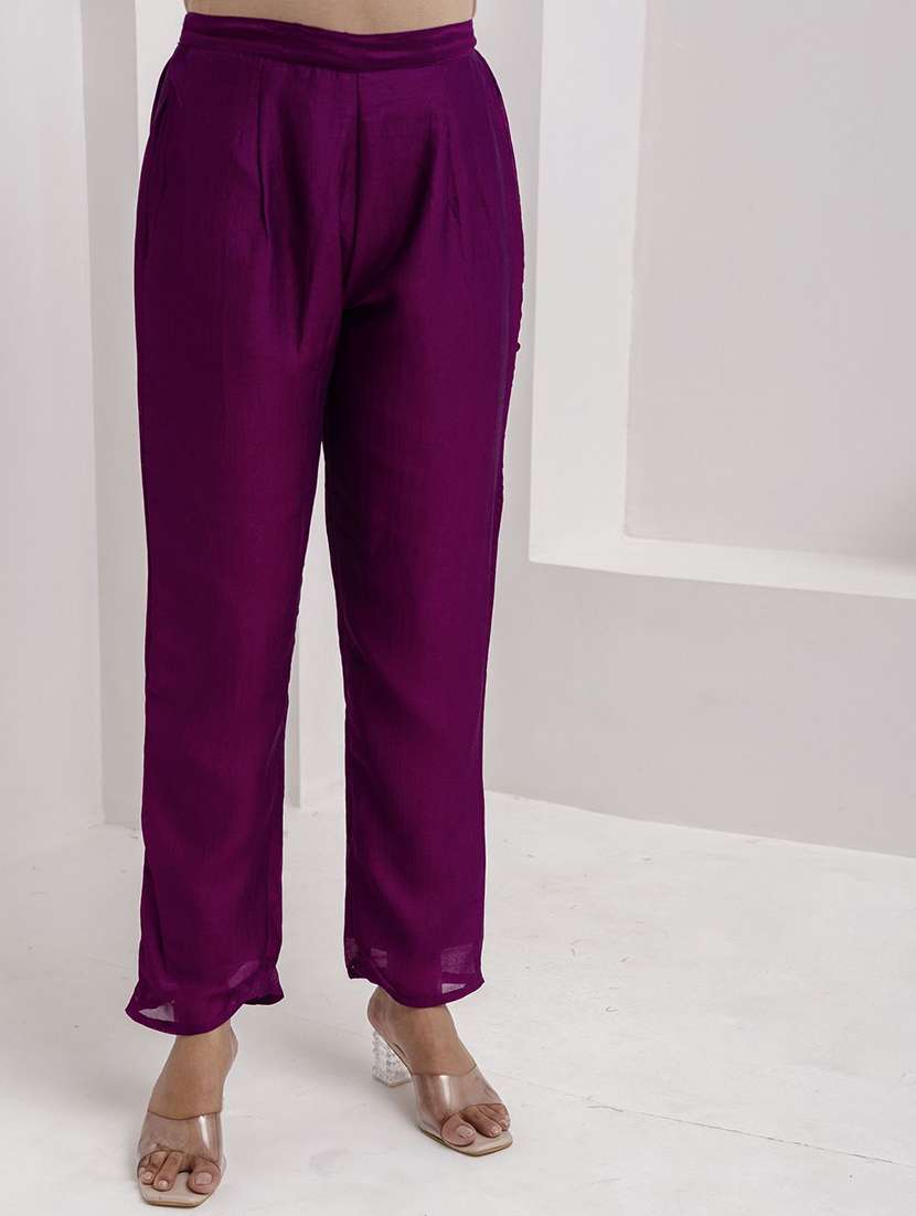 women solid with work three quarter sleeve kurta pant with dupatta set - 22322432 -  Standard Image - 4