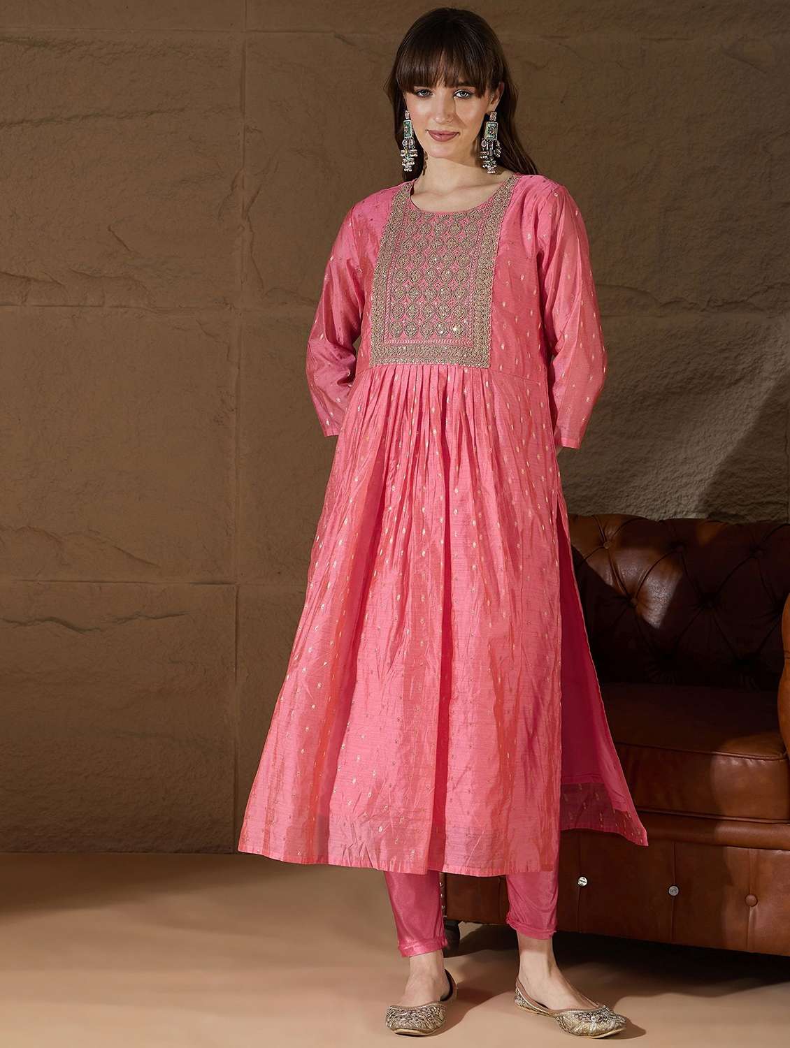 Women Self Design Three Quarter Sleeve Kurta Pant With Dupatta Set - 22322454 -  Standard Image - 1