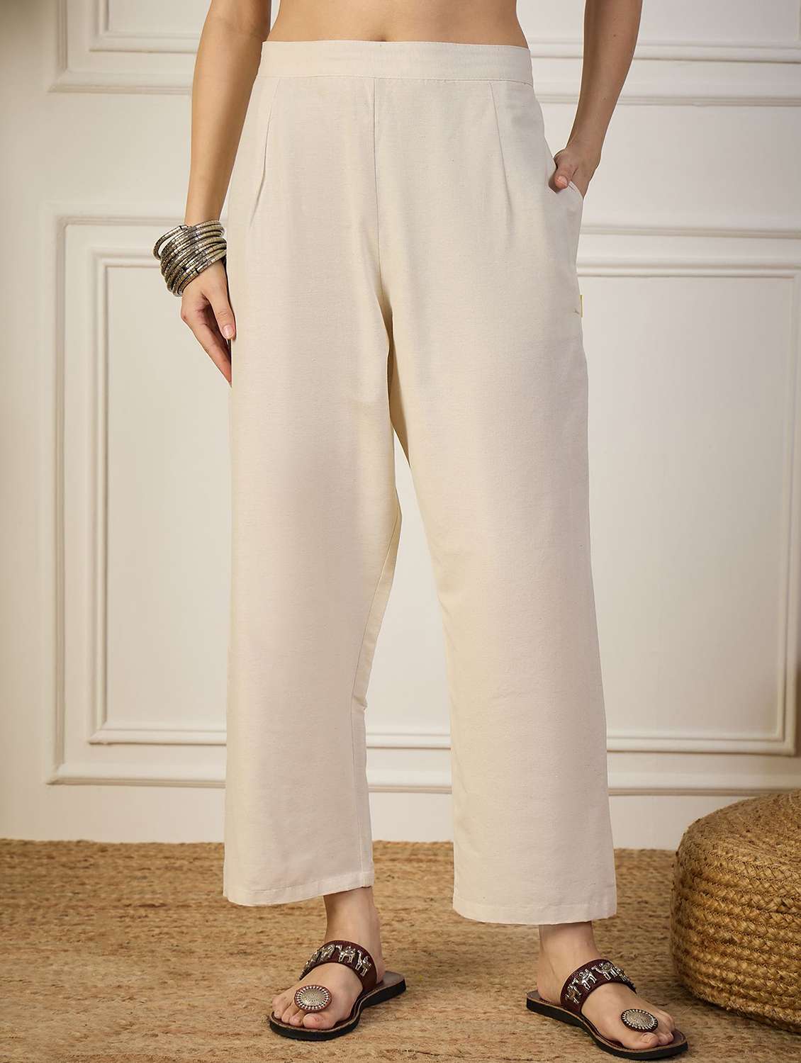 women solid three quarter sleeve kurta pant set - 22322475 -  Standard Image - 4