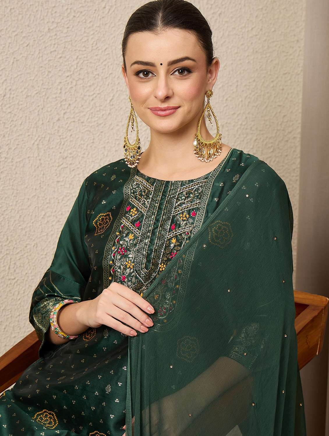 women self design three quarter sleeve kurta pant with dupatta set - 22322488 -  Standard Image - 4