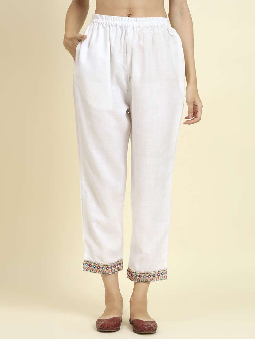 women solid with work three quarter sleeve kurta pant with dupatta set - 22322506 -  Standard Image - 4