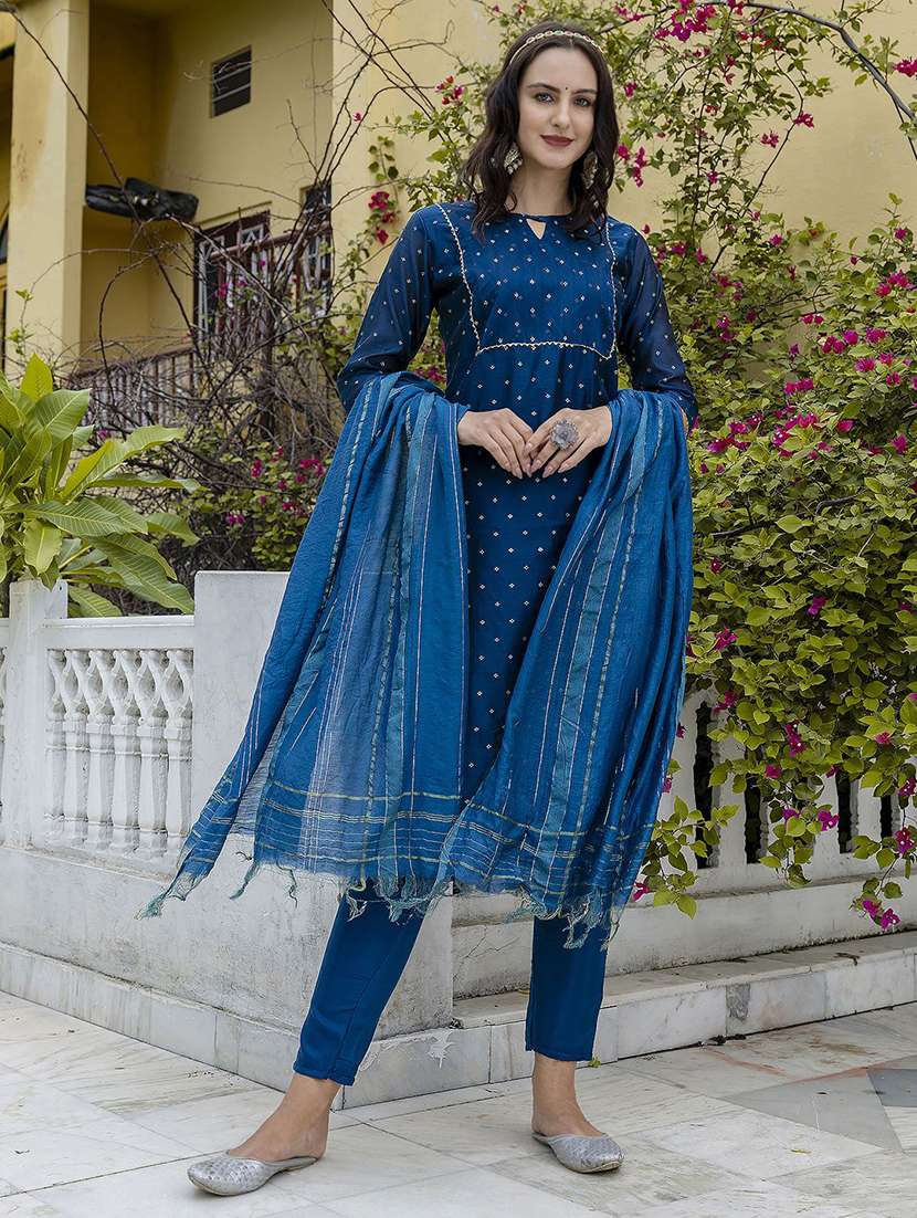 women self design three quarter sleeve kurta pant with dupatta set - 22322510 -  Standard Image - 1
