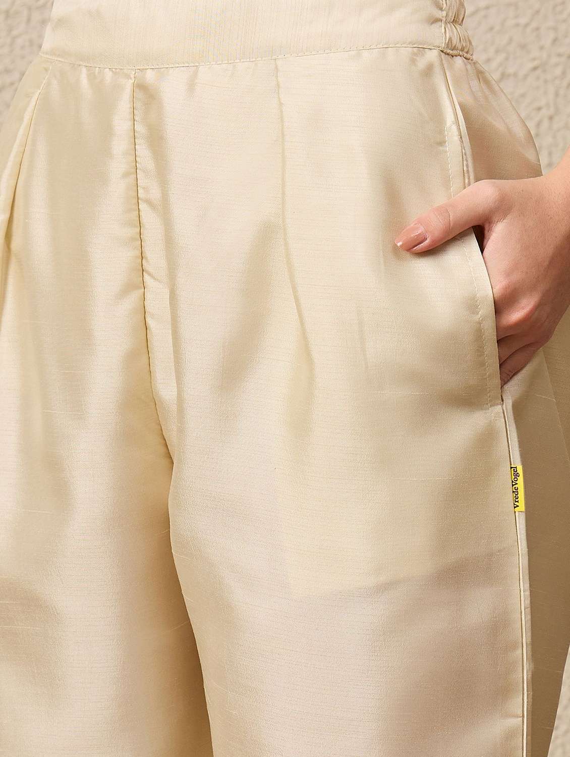 women solid with work three quarter sleeve kurta pant with dupatta set - 22322515 -  Standard Image - 4