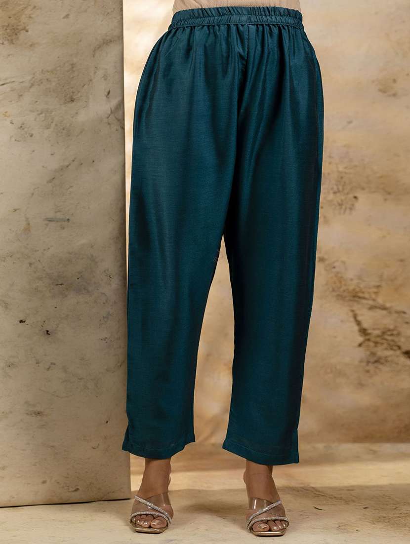 women solid with work three quarter sleeve kurta pant with dupatta set - 22322528 -  Standard Image - 4