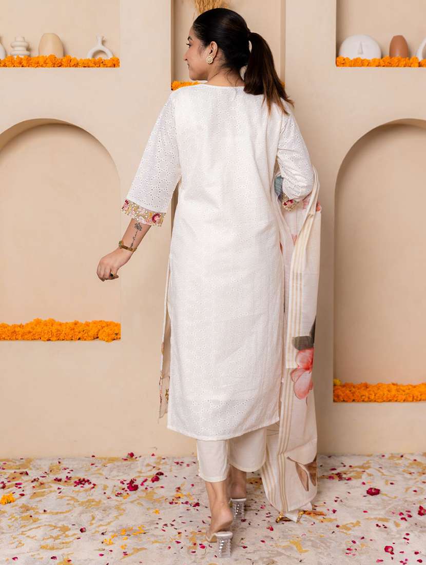 women self design three quarter sleeve kurta pant with dupatta set - 22322532 -  Standard Image - 1