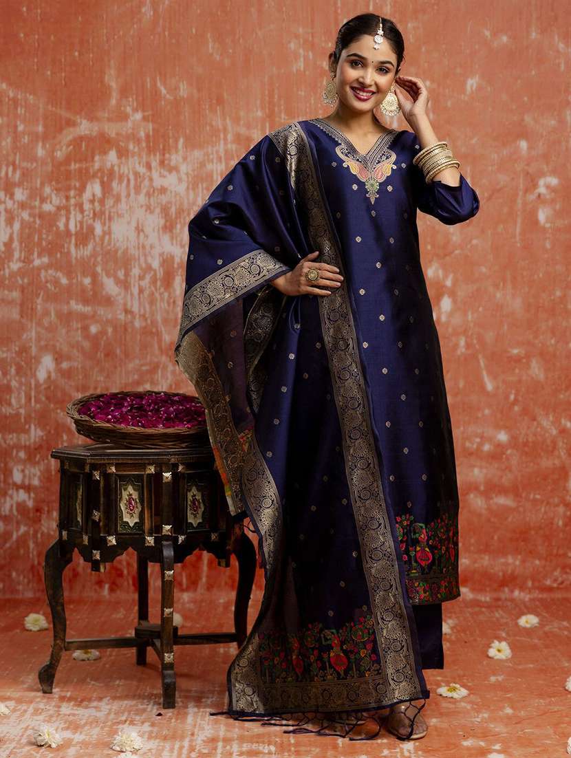 women self design three quarter sleeve kurta pant with dupatta set - 22322554 -  Standard Image - 1