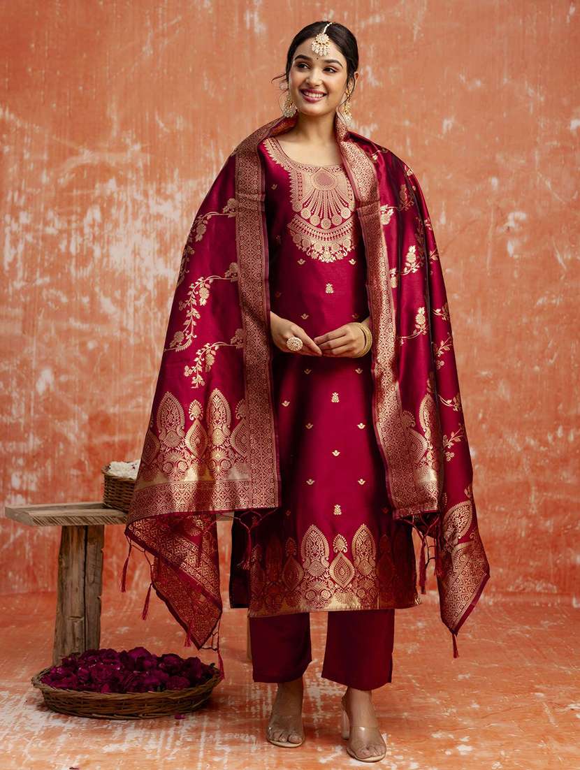 women self design three quarter sleeve kurta pant with dupatta set - 22322566 -  Standard Image - 1
