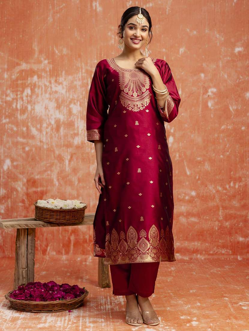 women self design three quarter sleeve kurta pant with dupatta set - 22322566 -  Standard Image - 4