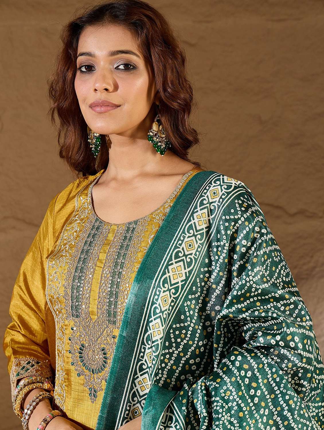 Women Solid With Work Three Quarter Sleeve Kurta Pant With Dupatta Set - 22322586 -  Standard Image - 4