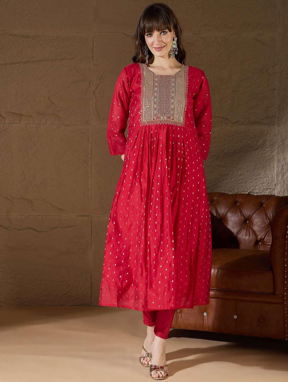 women self design three quarter sleeve kurta pant with dupatta set - 22322602 -  Standard Image - 1