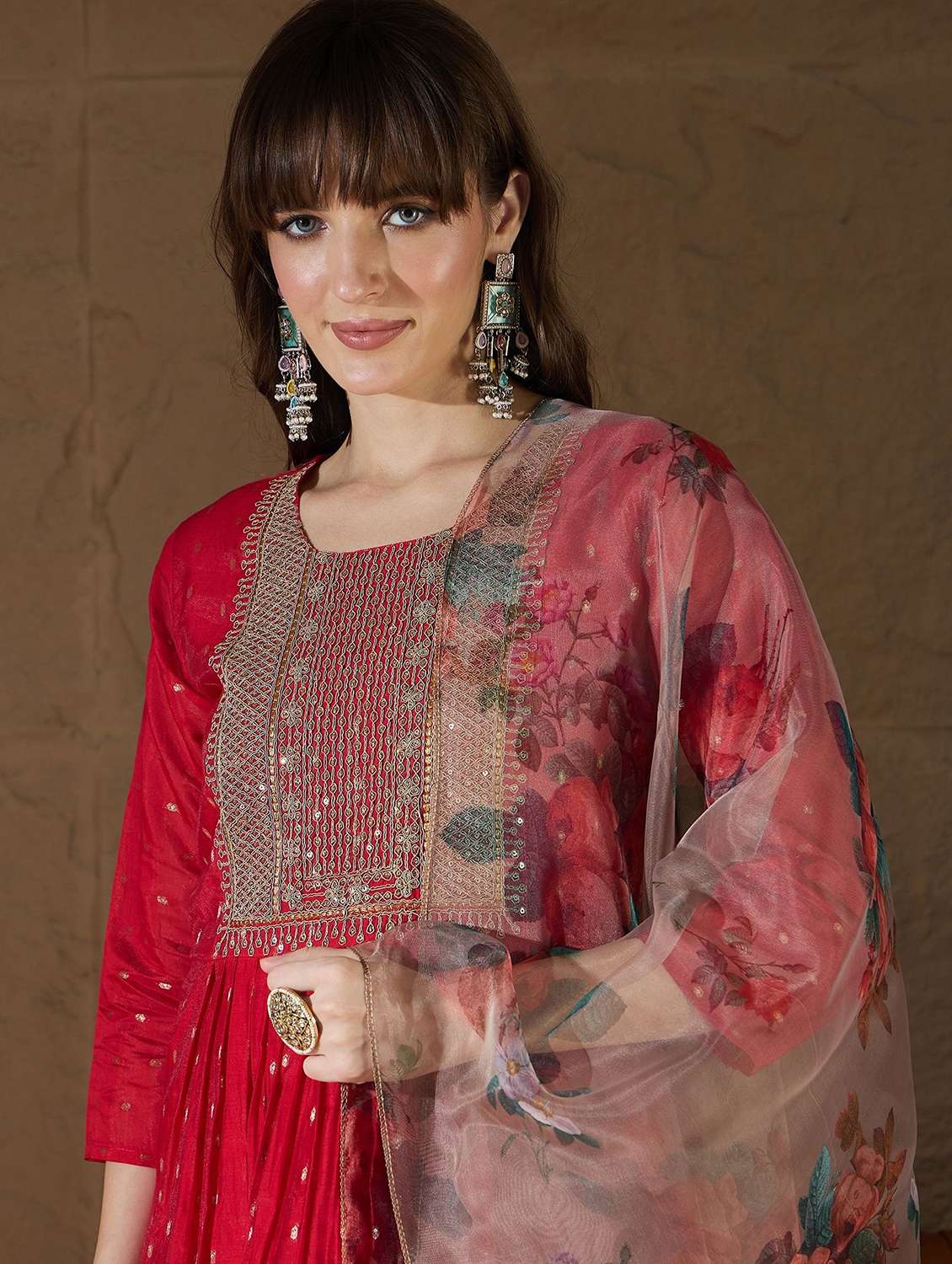 women self design three quarter sleeve kurta pant with dupatta set - 22322602 -  Standard Image - 4