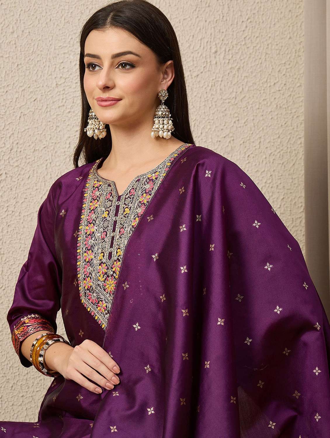 women self design three quarter sleeve kurta pant with dupatta set - 22322642 -  Standard Image - 4