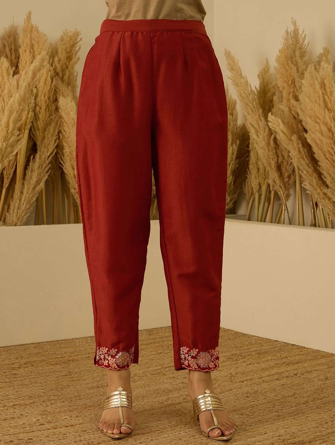 Women Solid With Work Three Quarter Sleeve Kurta Pant With Dupatta Set - 22322644 -  Standard Image - 4