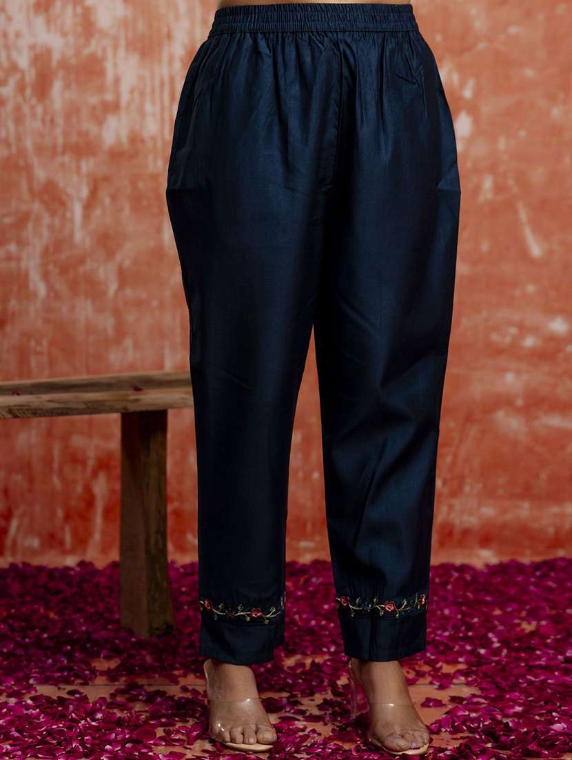women solid with work three quarter sleeve kurta pant with dupatta set - 22322660 -  Standard Image - 4