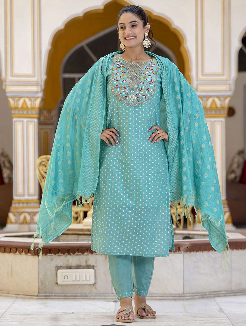 women self design three quarter sleeve kurta pant with dupatta set - 22322662 -  Standard Image - 1