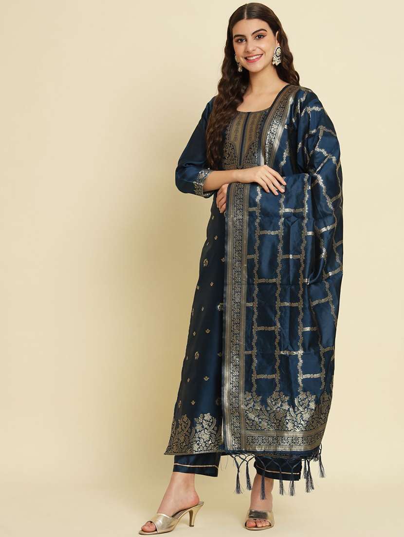 Women Self Design Three Quarter Sleeve Kurta Pant With Dupatta Set - 22322674 -  Standard Image - 1