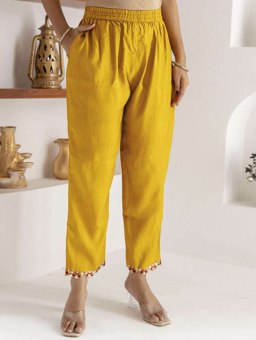 women solid with work three quarter sleeve kurta pant with dupatta set - 22322691 -  Standard Image - 4