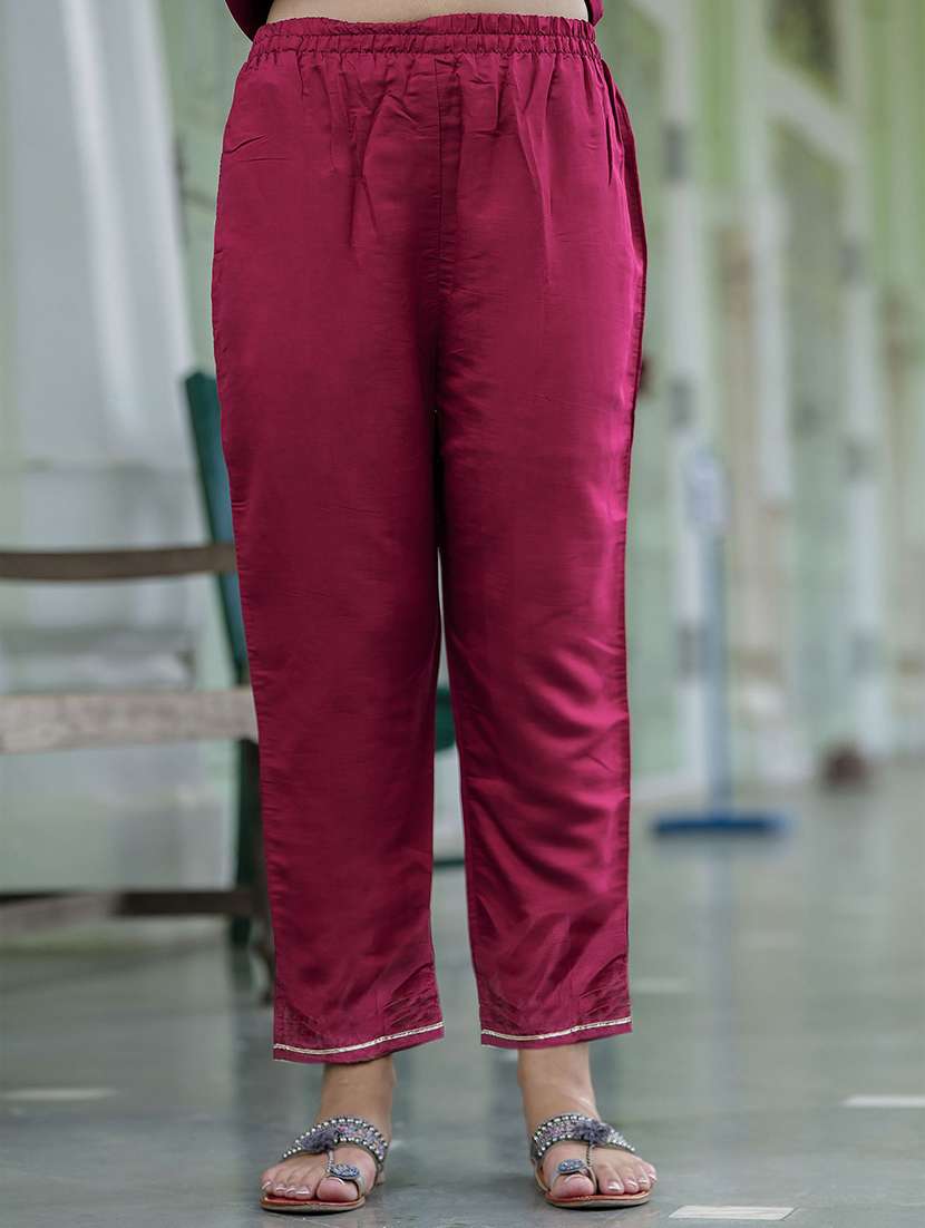 women solid with work three quarter sleeve kurta pant with dupatta set - 22322696 -  Standard Image - 4