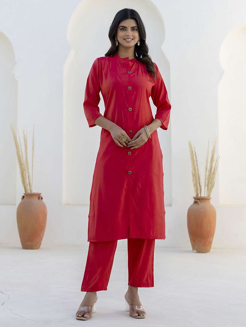 Women Solid Three Quarter Sleeve Kurta Pant With Dupatta Set - 22322877 -  Standard Image - 1