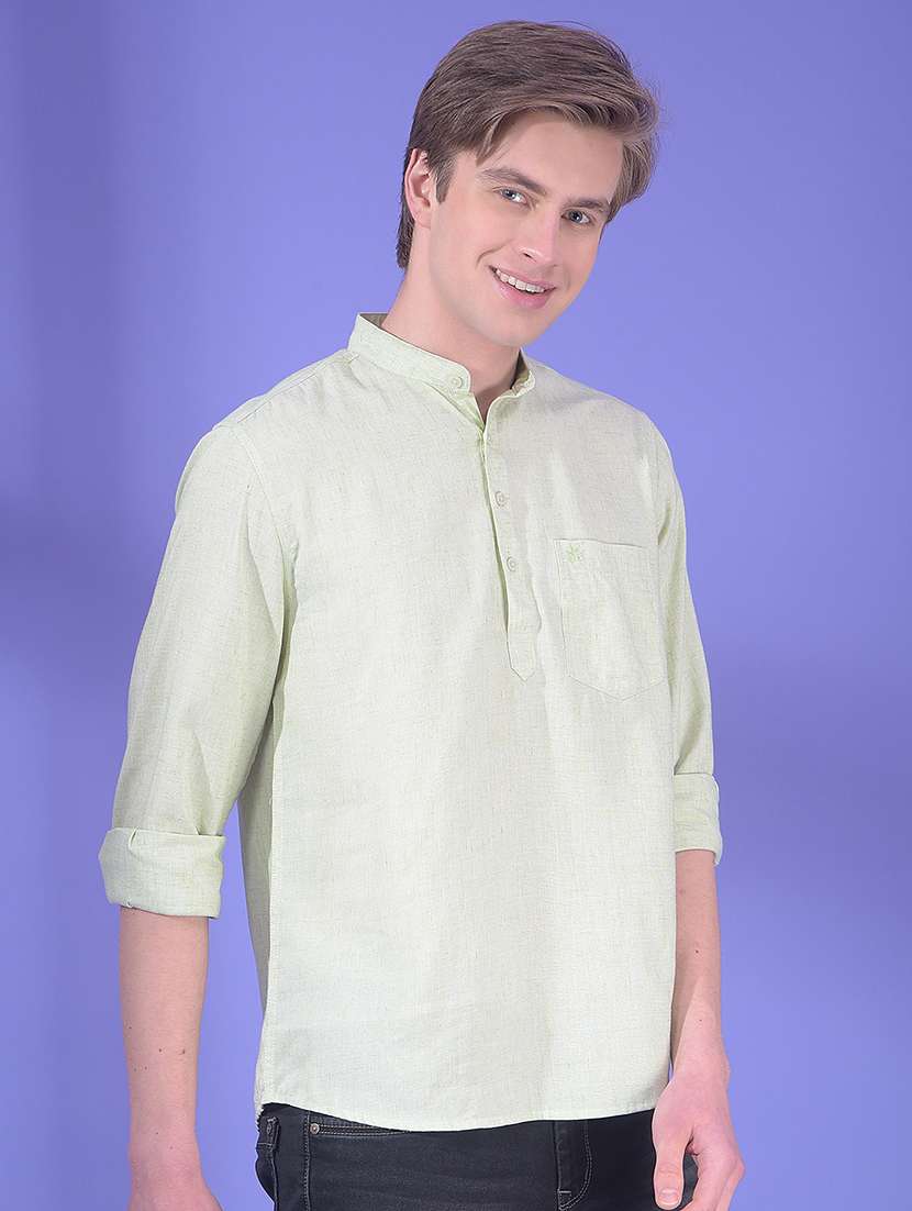 men solid mandarin neck short kurta - 22322948 -  Standard Image - 1