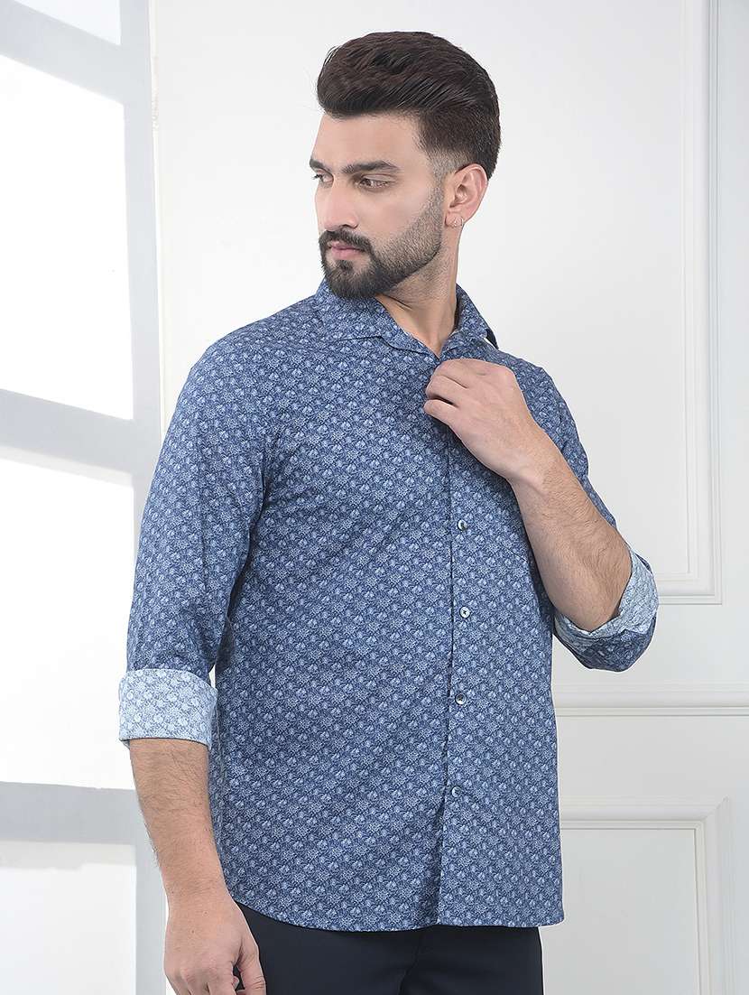 men printed long sleeve slim fit casual shirt - 22323009 -  Standard Image - 1