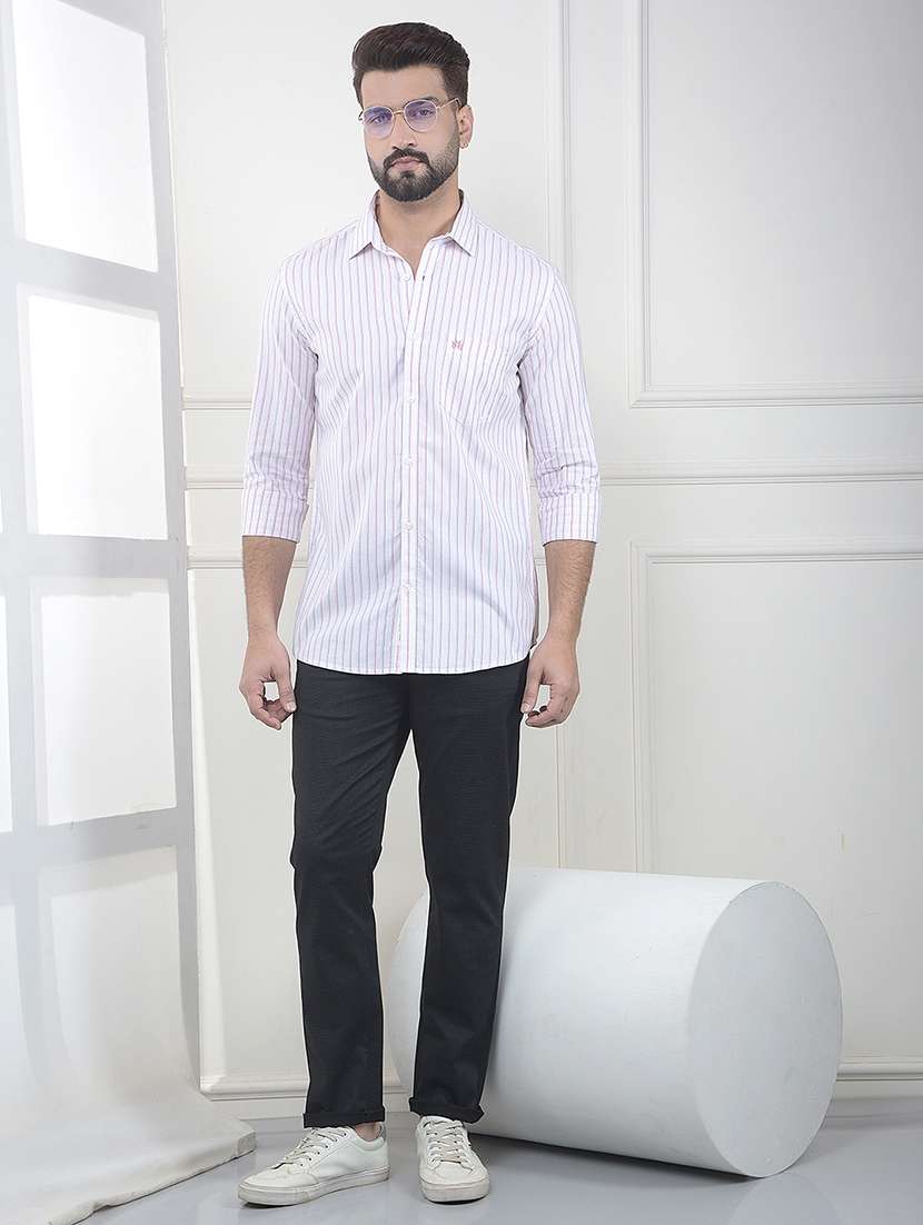 Men Solid Mid Rise Chinos Casual Trouser - 22323054 -  Standard Image - 4