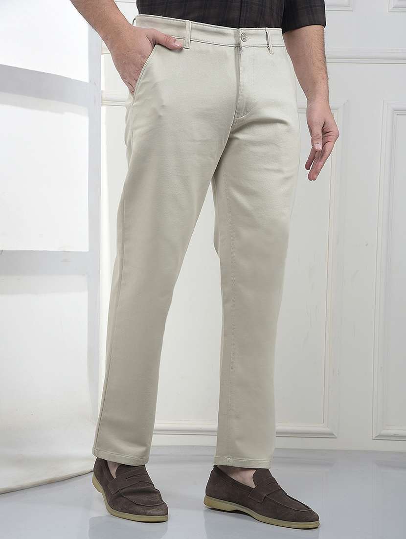 men solid mid rise chinos casual trouser - 22323071 -  Standard Image - 1