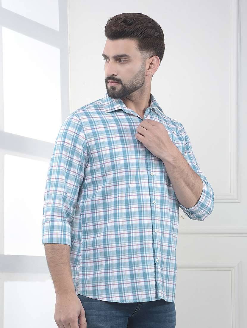 men checkered long sleeve slim fit casual shirt - 22323119 -  Standard Image - 1