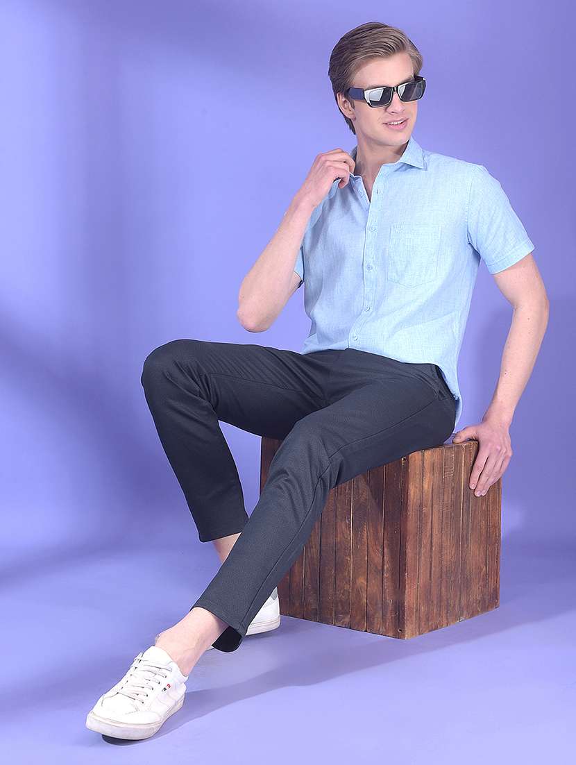 men solid short sleeve slim fit casual shirt - 22323131 -  Standard Image - 4