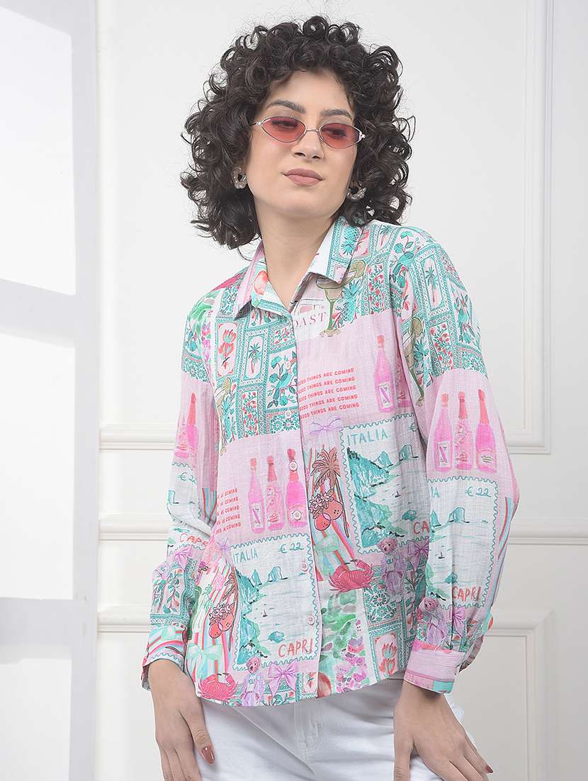 women printed long sleeve shirt