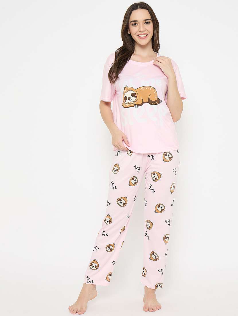 women printed nightwear pyjama set - 22323236 -  Standard Image - 1