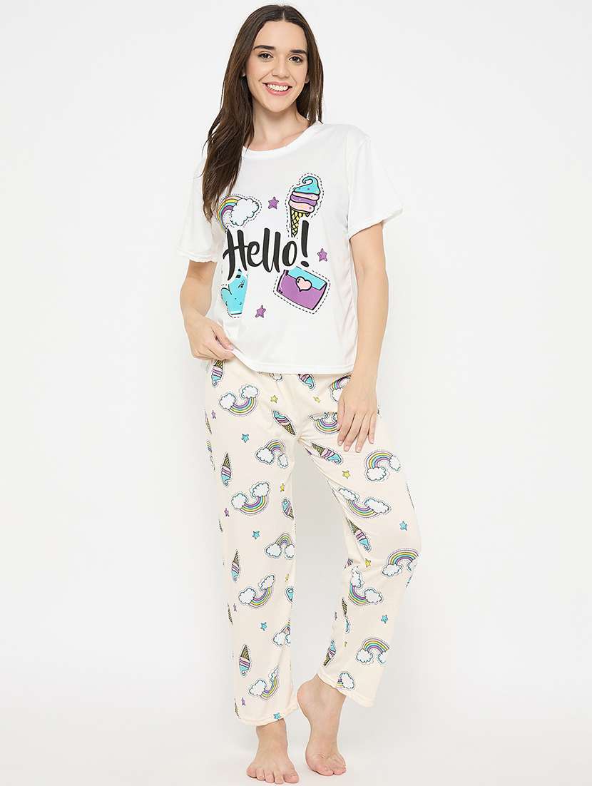 women printed nightwear pyjama set - 22323238 -  Standard Image - 1