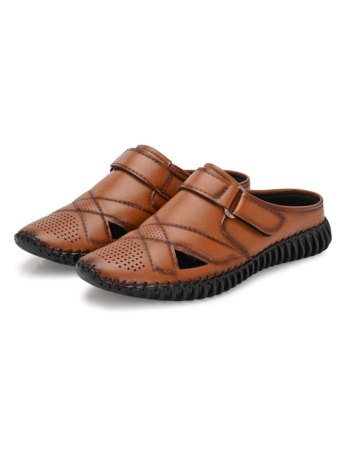 men tan slip on sandal - 22323239 -  Standard Image - 1