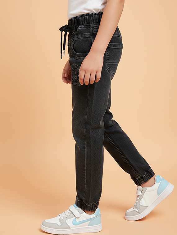 boys solid mid rise jogger - 22323242 -  Standard Image - 1