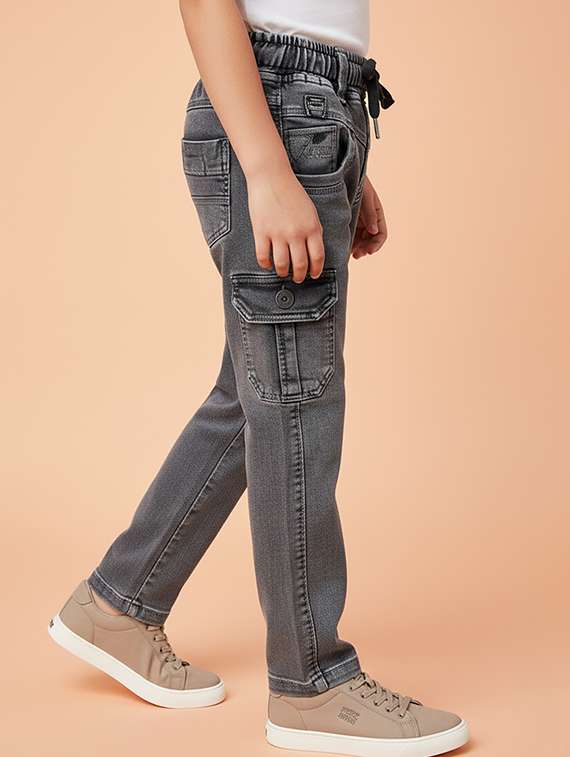 boys solid mid rise cargo - 22323246 -  Standard Image - 1