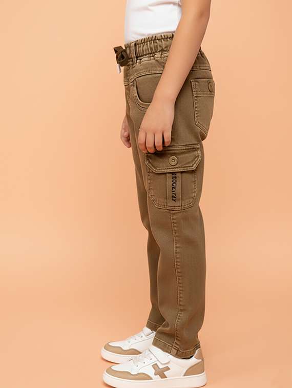 boys solid mid rise cargo - 22323248 -  Standard Image - 1