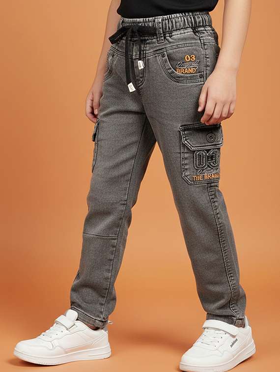 boys solid mid rise cargo - 22323249 -  Standard Image - 1