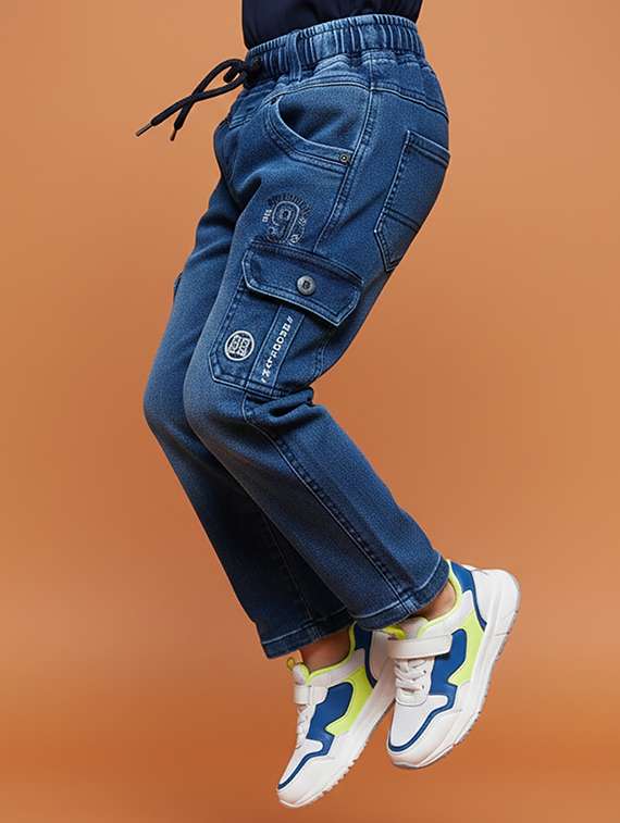 boys solid mid rise cargo - 22323255 -  Standard Image - 1