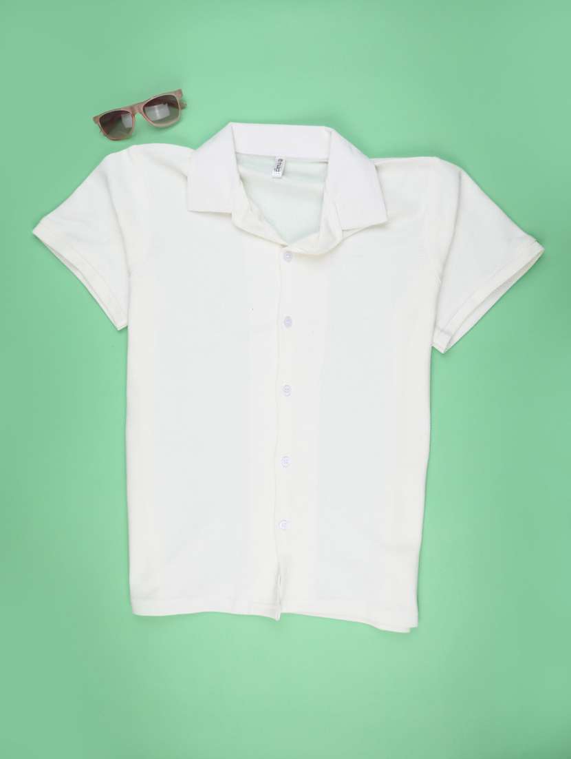 boys solid collared short sleeve shirt - 22323387 -  Standard Image - 1