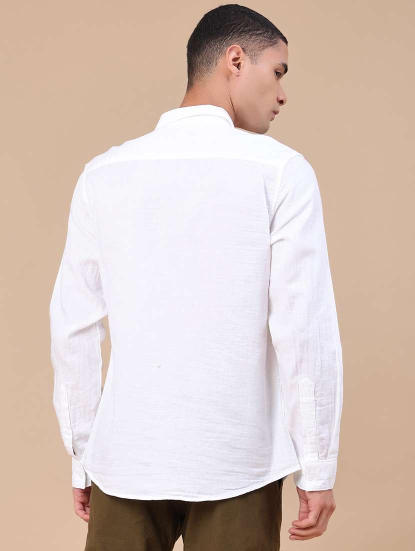 men solid long sleeve regular fit casual shirt - 22323400 -  Standard Image - 4
