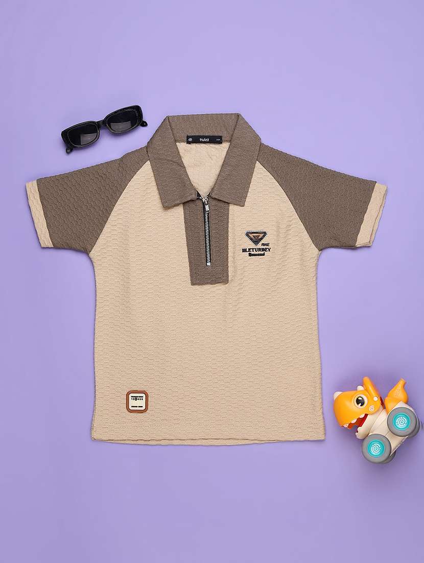 boys color blocked  short sleeve polo t-shirt - 22323551 -  Standard Image - 1