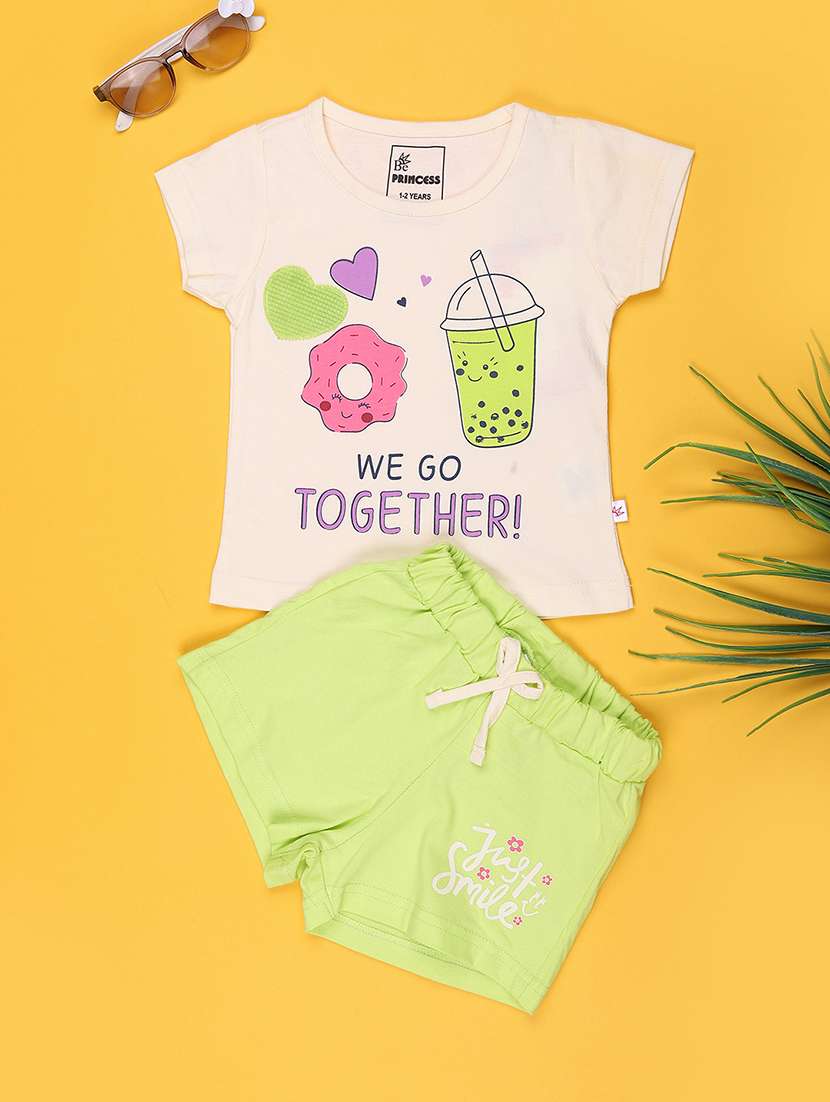 Girls Printed Short Sleeves Top And Shorts Set - 22323567 -  Standard Image - 1